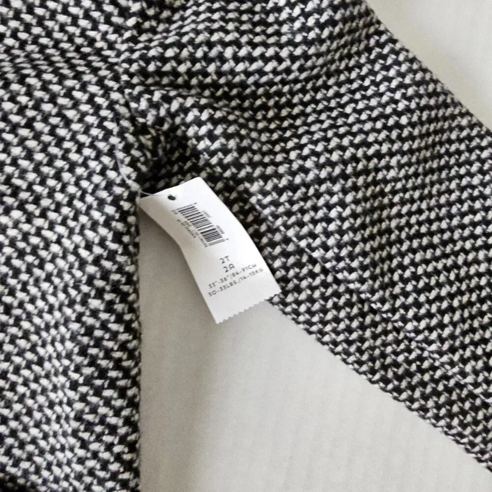 Old Navy Toddler Black & White Tweed Wool Blend Peacoat 2 Pockets Size 2T 2A NWT